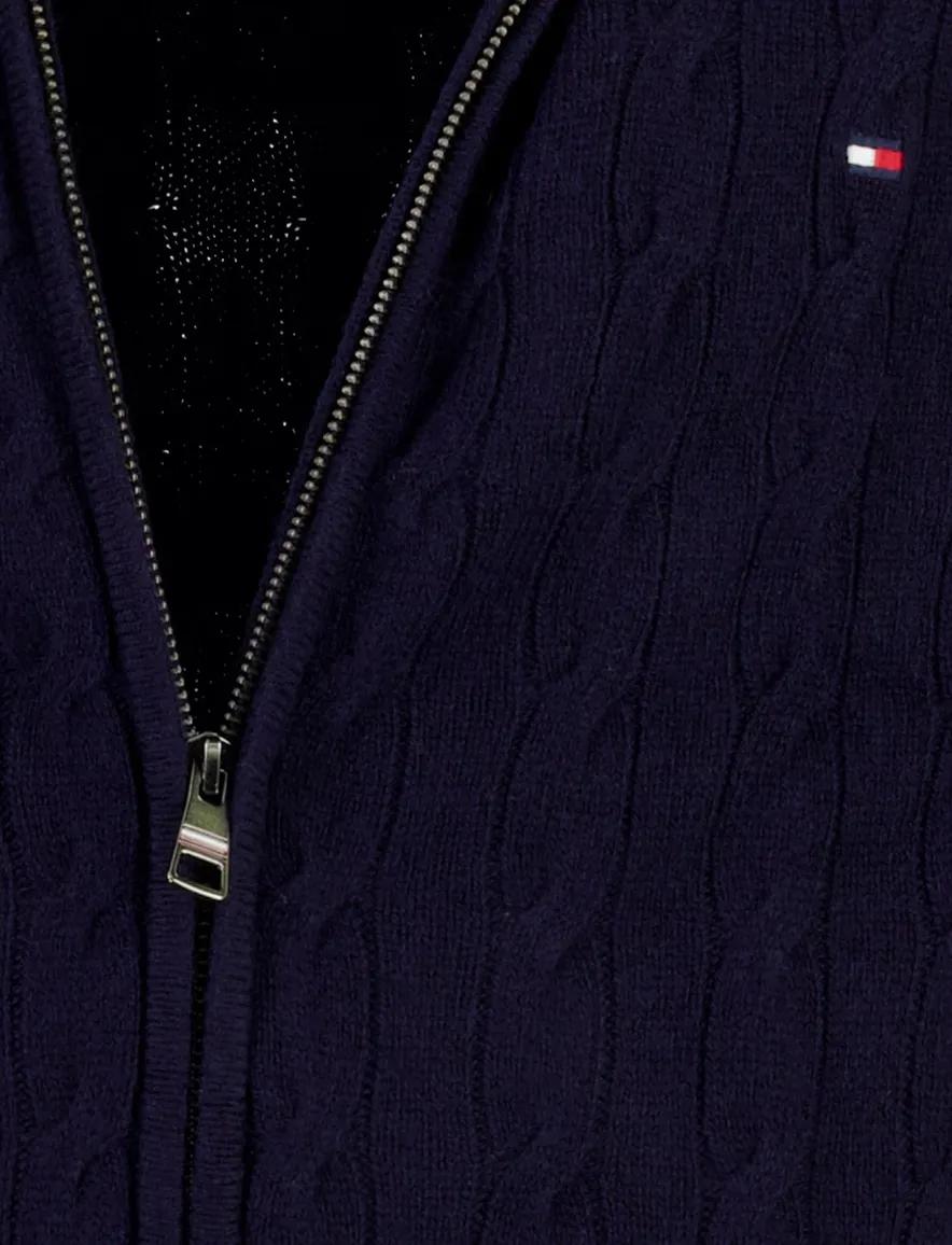 Tommy Hilfiger vest donkerblauw kabelstructuur