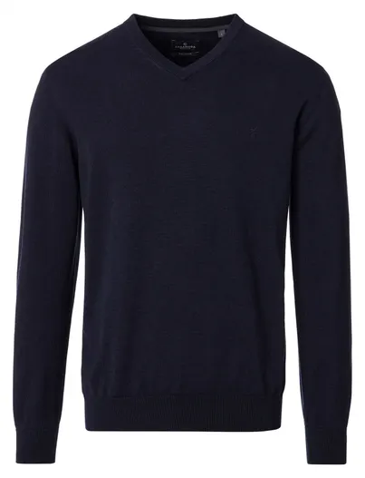 Casa Moda Trui Casa Moda v-hals donkerblauw gebreid