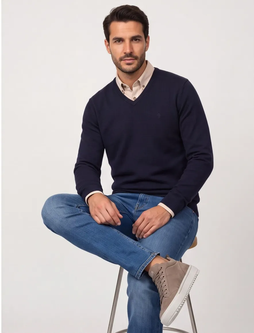 Casa Moda v-halstrui donkerblauw