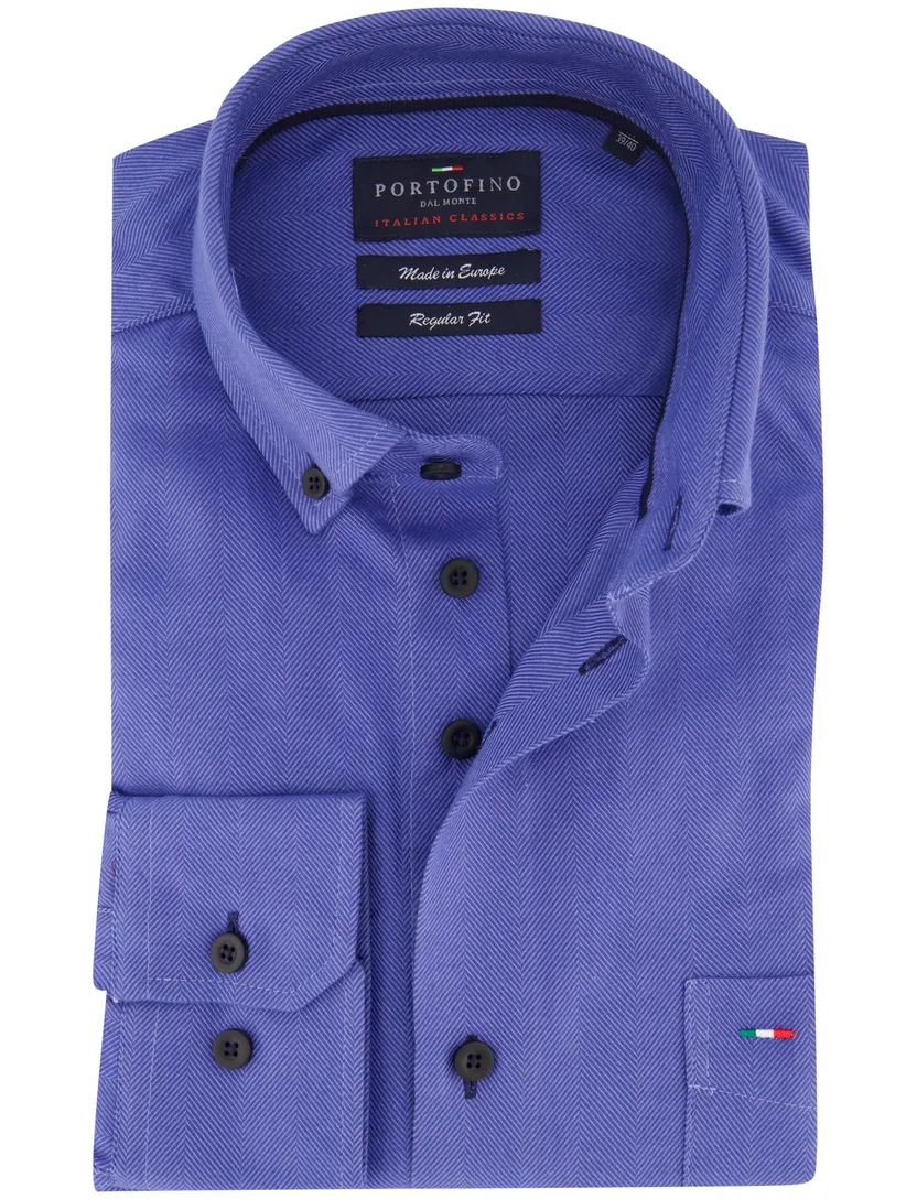 Overhemden Portofino blauw visgraatstructuur