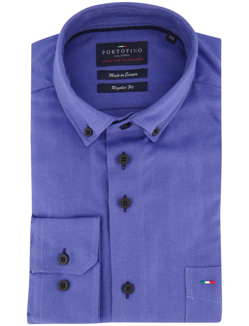 Overhemden Portofino blauw visgraatstructuur