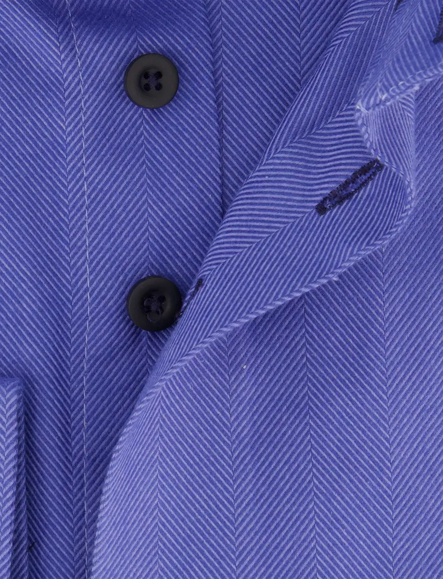 Portofino overhemd blauw visgraatstructuur