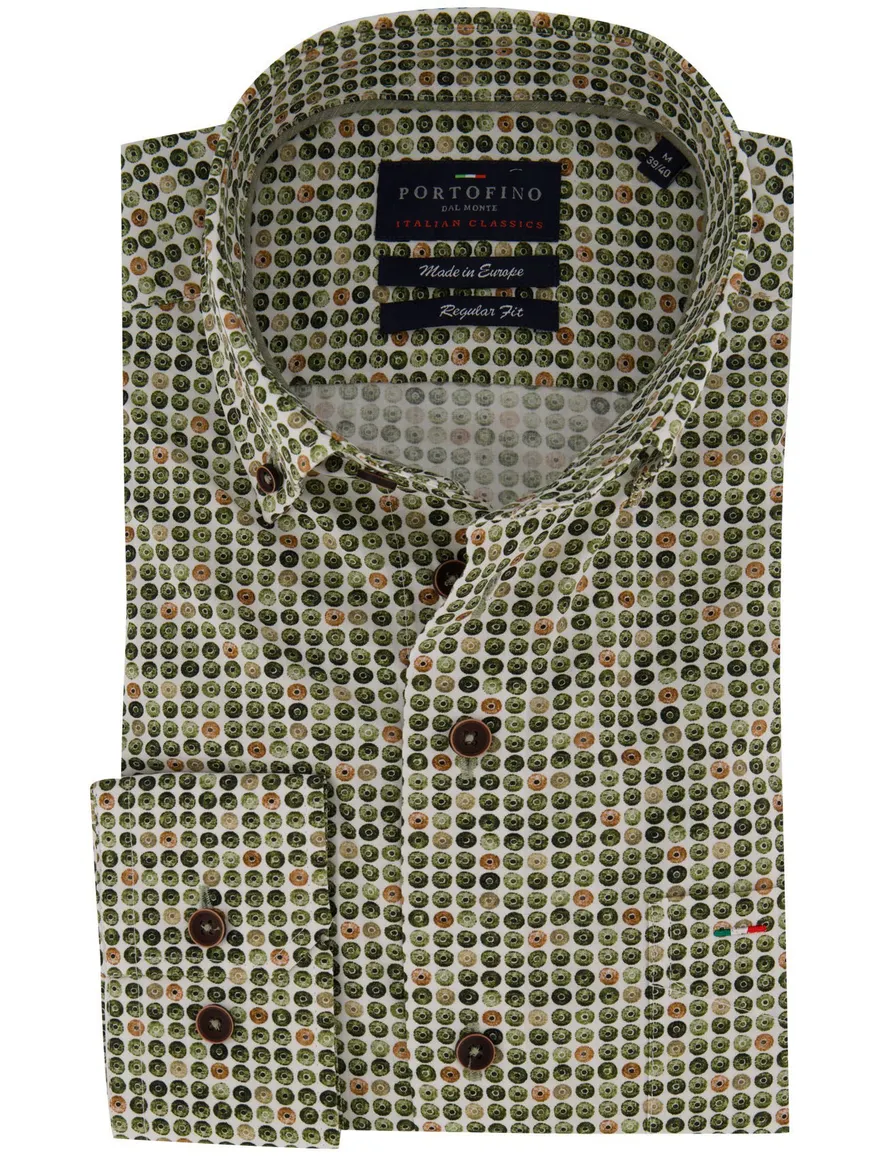 Portofino overhemd groen geprint