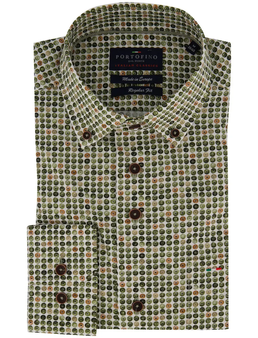 Portofino overhemd groen geprint