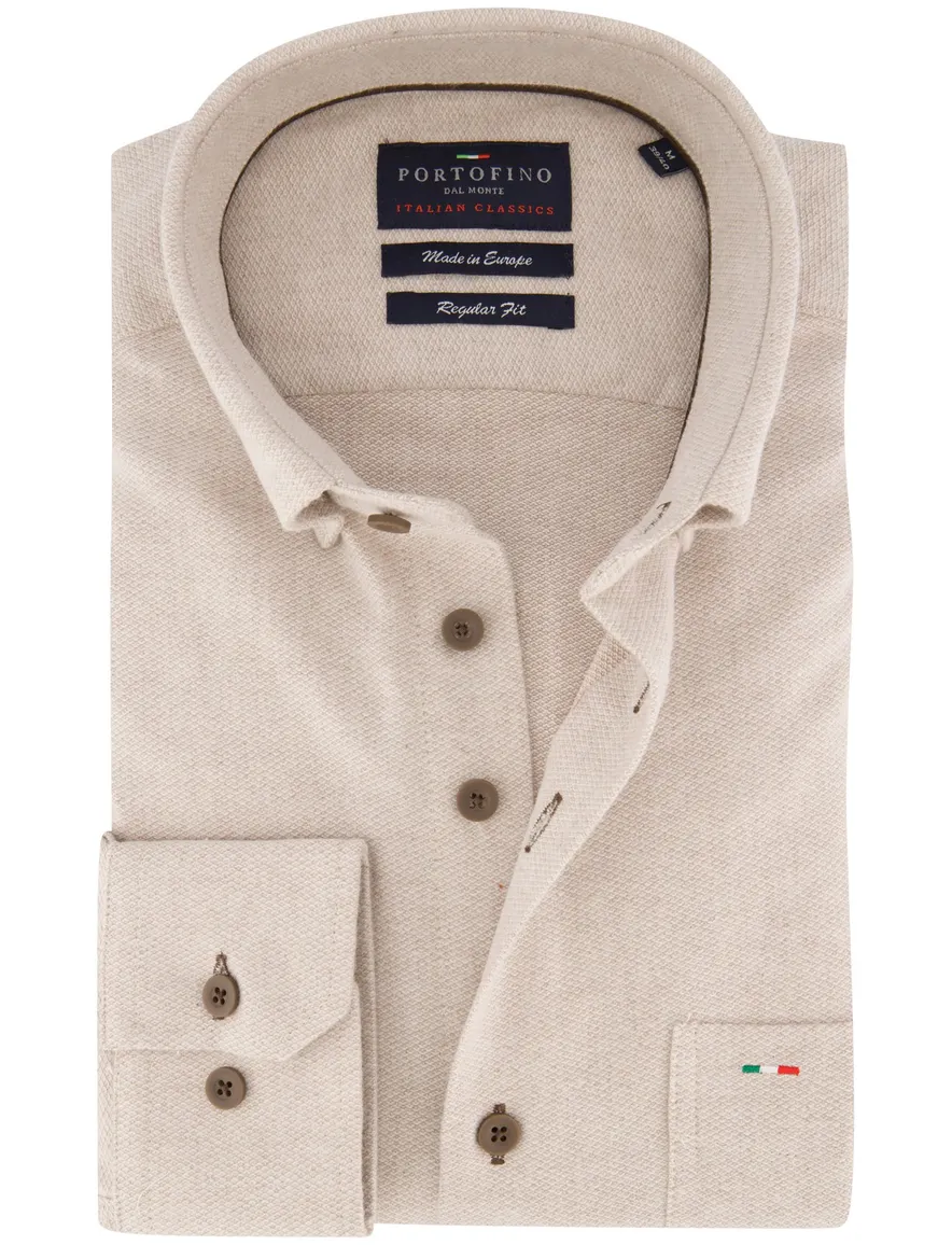 Portofino overhemd beige gemêleerd
