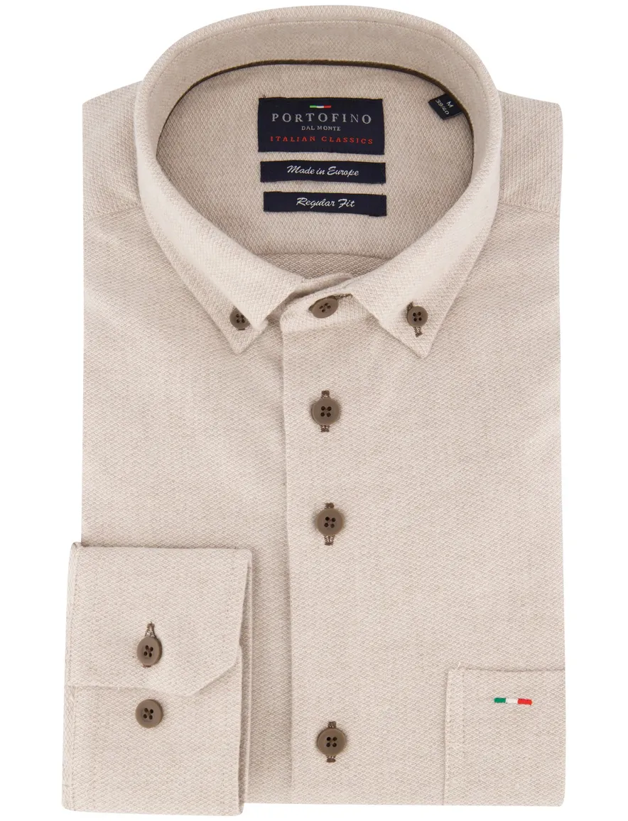 Portofino overhemd beige gemêleerd