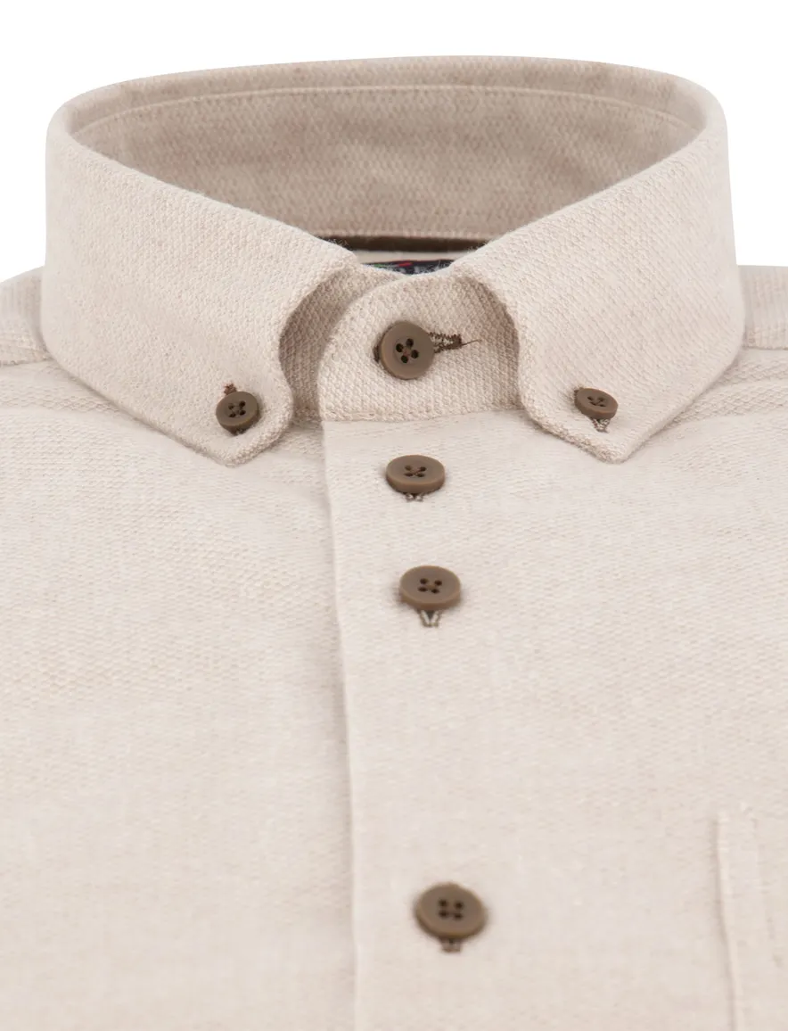 Portofino overhemd beige gemêleerd