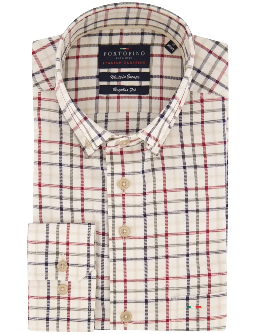 Portofino overhemd geruit beige