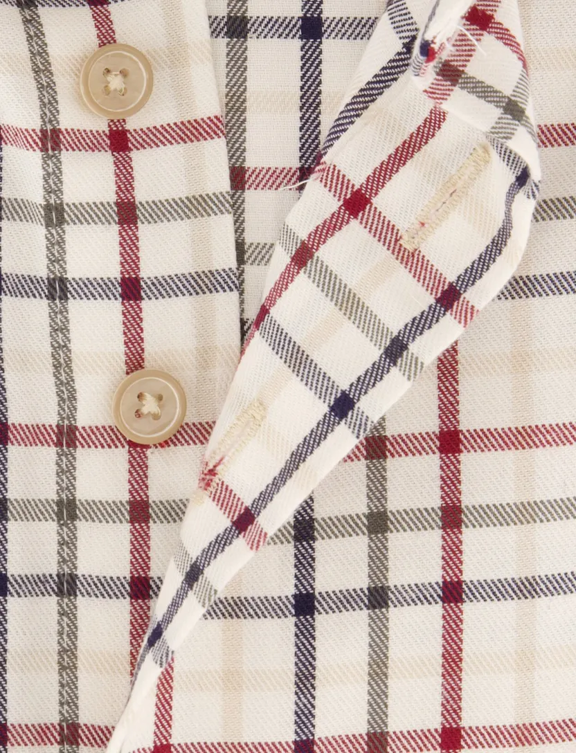 Overhemd Portofino beige geruit wijde fit