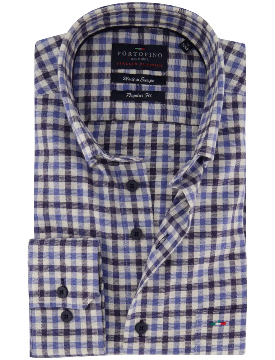 Portofino overhemd blauw geruit