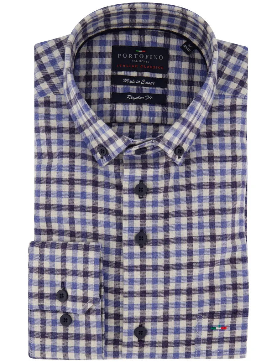 Portofino overhemd blauw geruit