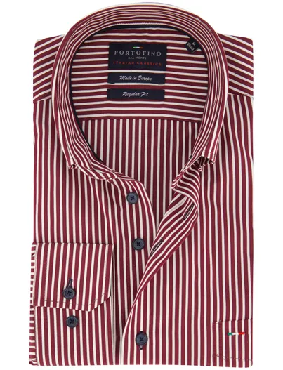 Portofino Portofino overhemd bordeaux gestreept