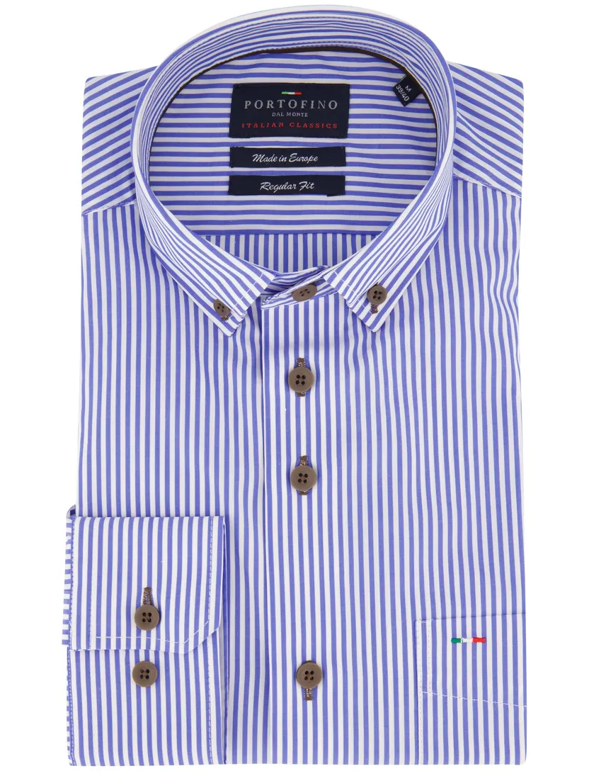 Overhemd Portofino blauw gestreept wijde fit