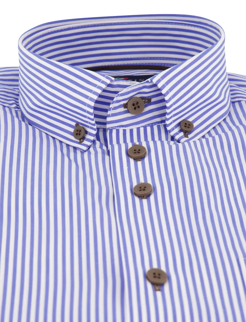 Overhemd Portofino blauw gestreept wijde fit