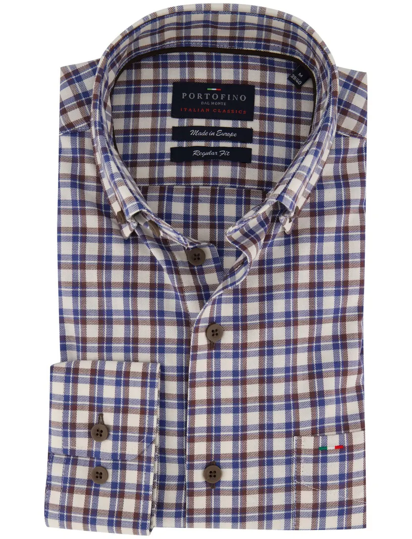 Overhemd Portofino beige geprint