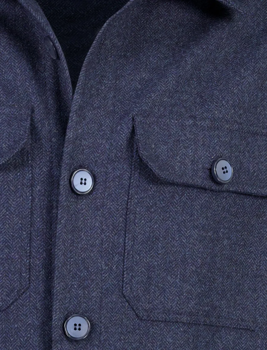 Portofino overshirt donkerblauw met borstzak