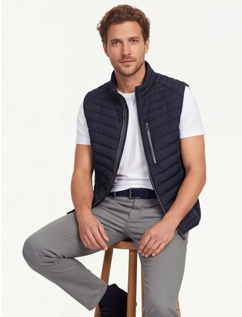 Bodywarmer Casa Moda donkerblauw met borstzak