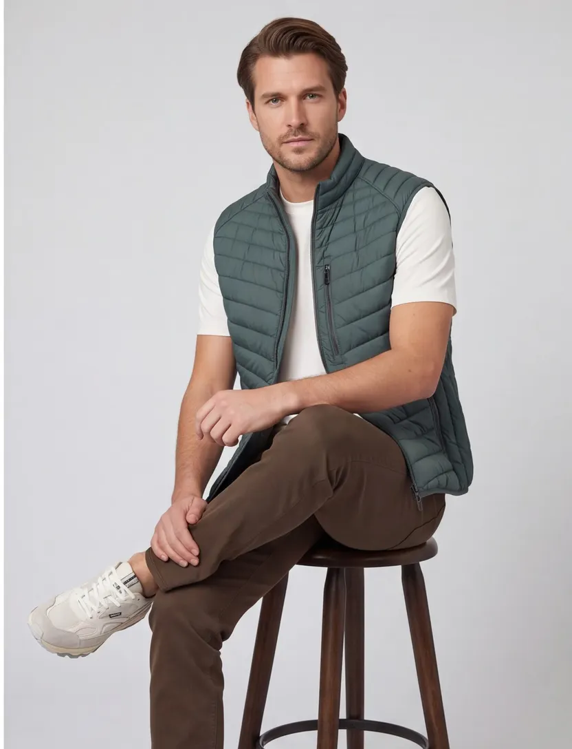 Bodywarmer Casa Moda groen met borstzak