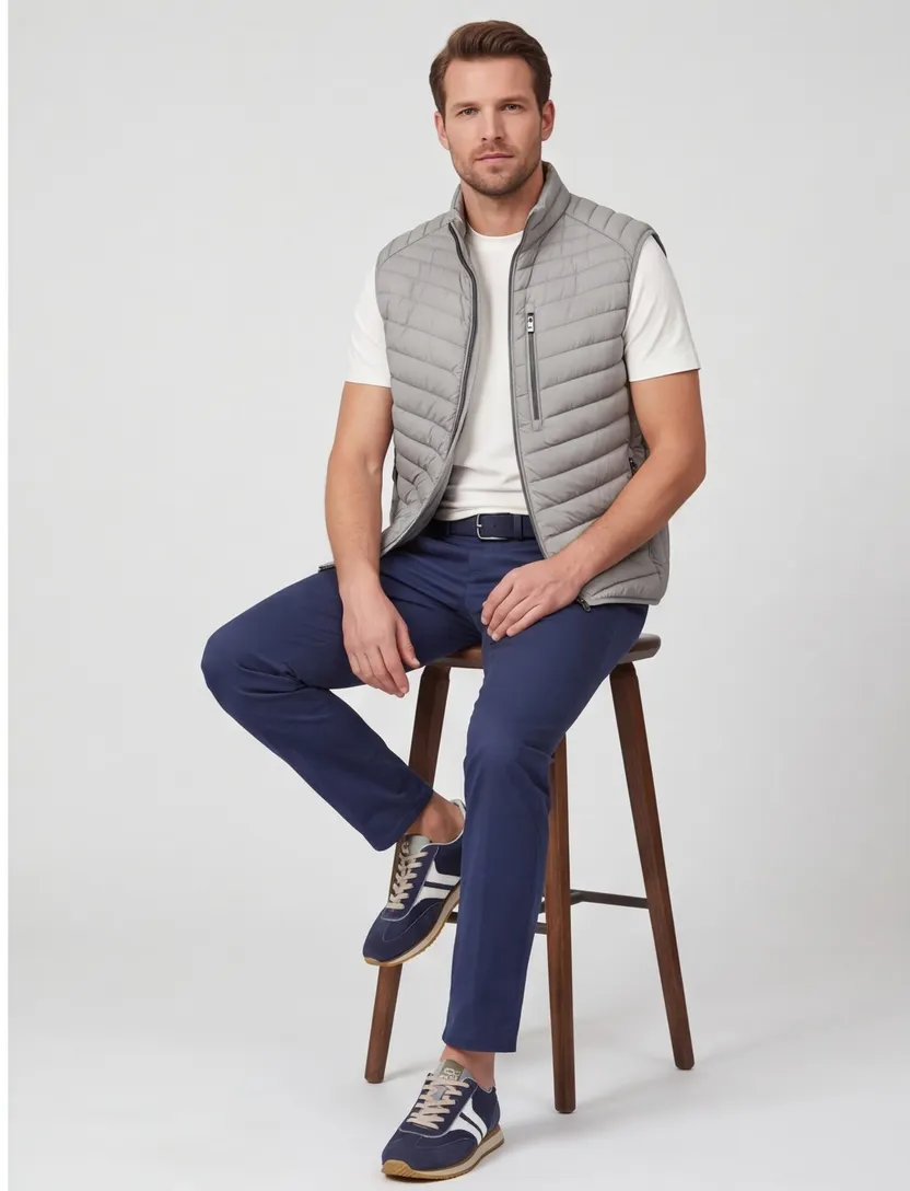 Bodywarmer Casa Moda zilver met borstzak