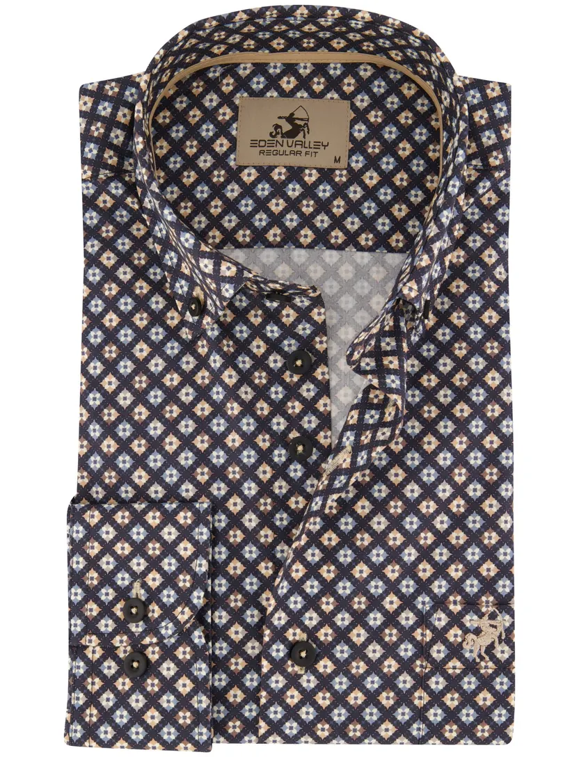 Overhemd Eden Valley donkerblauw katoen