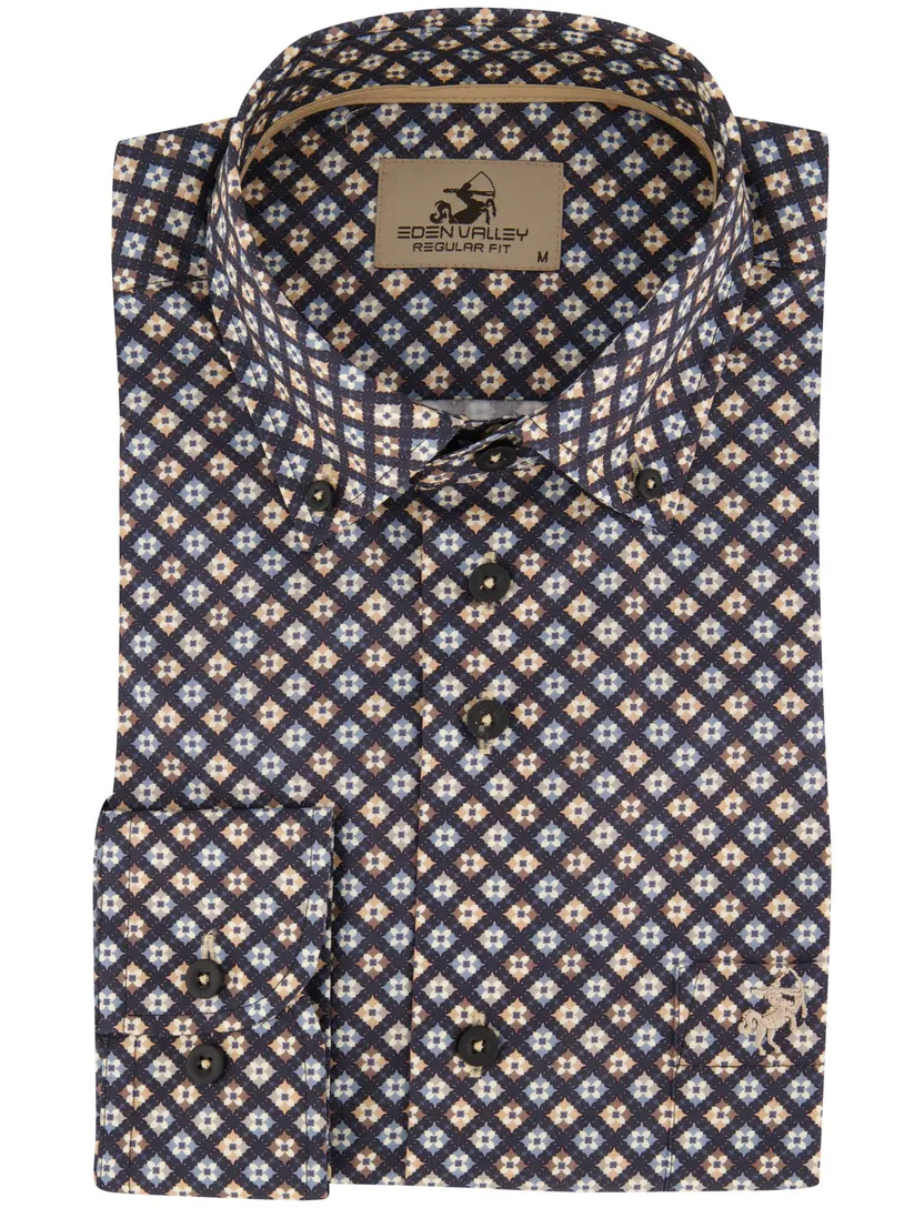 Overhemd Eden Valley donkerblauw katoen