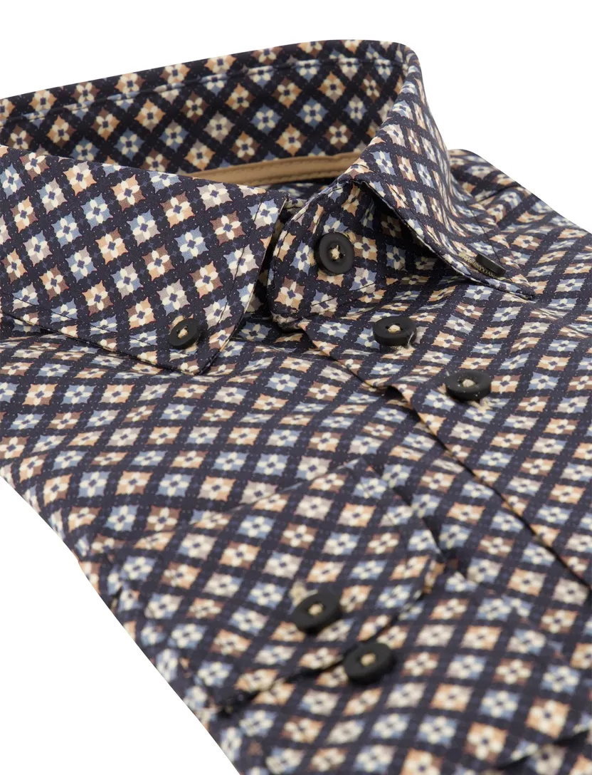 Overhemd Eden Valley donkerblauw katoen