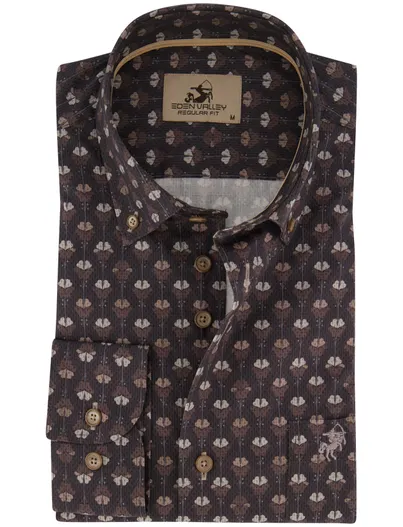 Eden Valley Eden Valley overhemd donkerblauw geprint