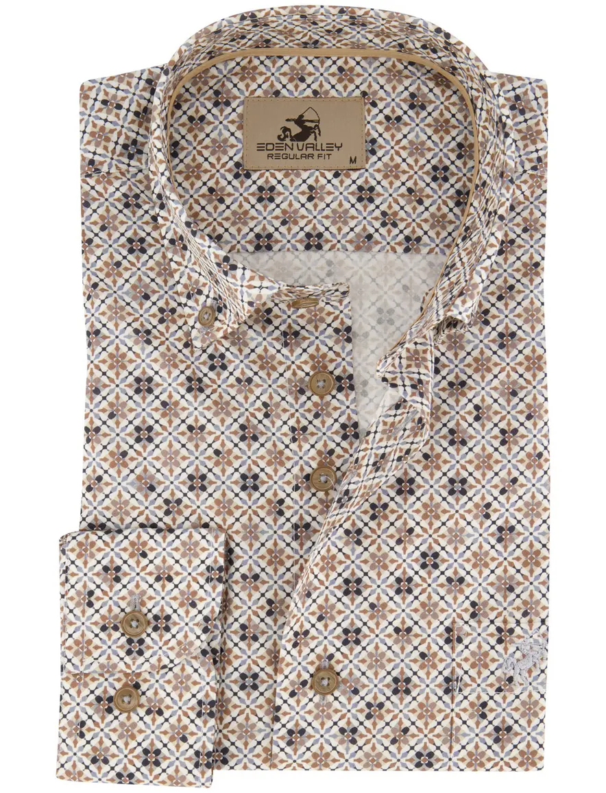 Eden Valley overhemd beige geprint