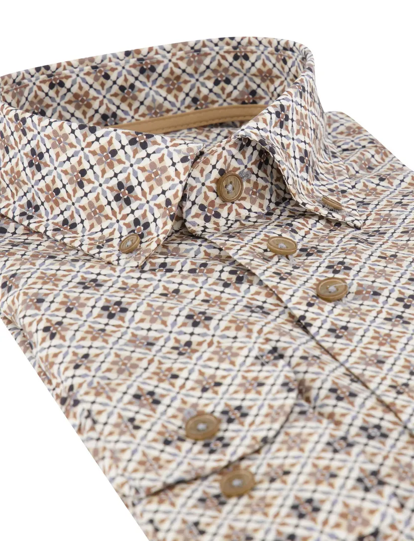 Overhemd Eden Valley beige met print