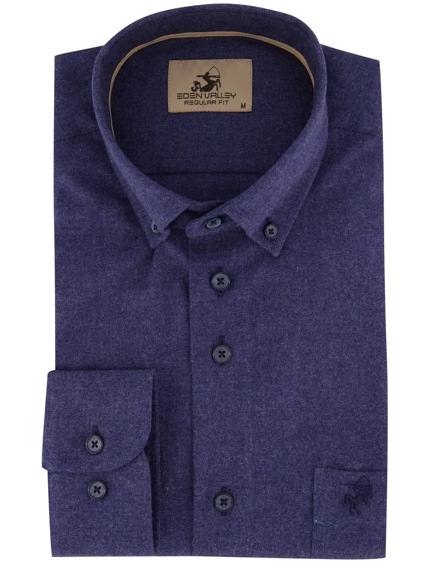 Eden Valley overhemd donkerblauw gemeleerd