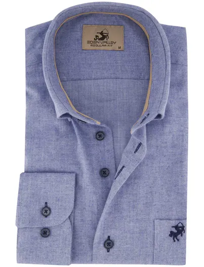 Eden Valley Overhemd Eden Valley blauw katoen wijde fit