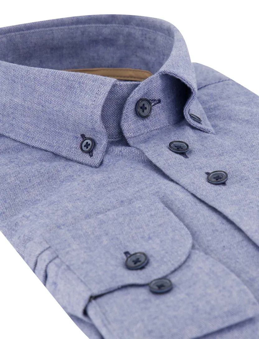 Overhemd Eden Valley blauw katoen wijde fit