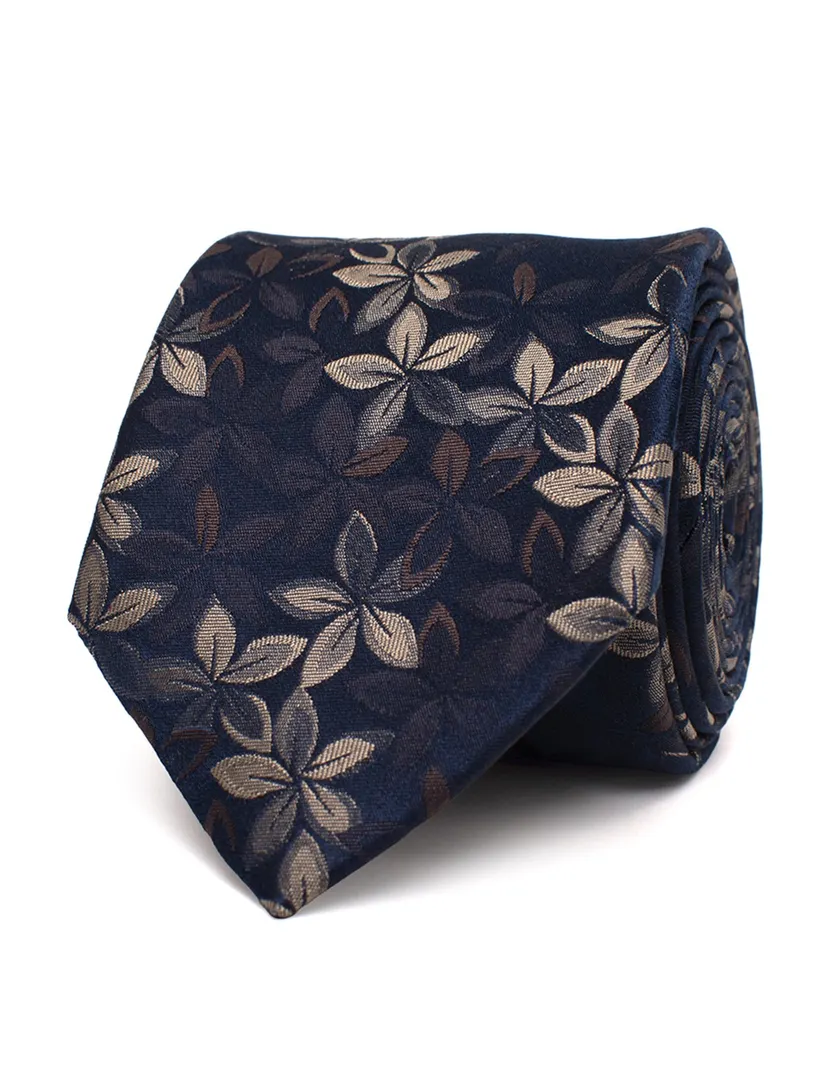 Stropdas Tresanti donkerblauw bloemenprint