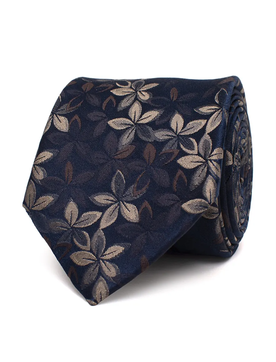 Tresanti stropdas donkerblauw bloemenprint