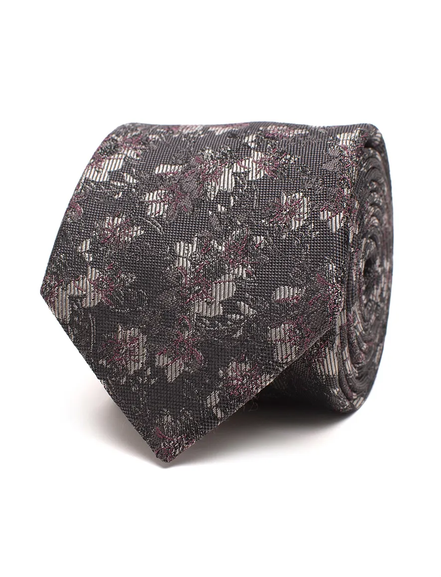Tresanti stropdas bordeaux bloemenprint