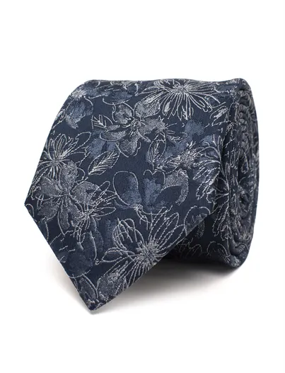 Tresanti Stropdas Tresanti navy bloemen print zijde