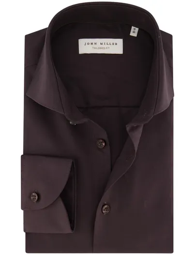 John Miller Overhemd John Miller aubergine strijkvrij
