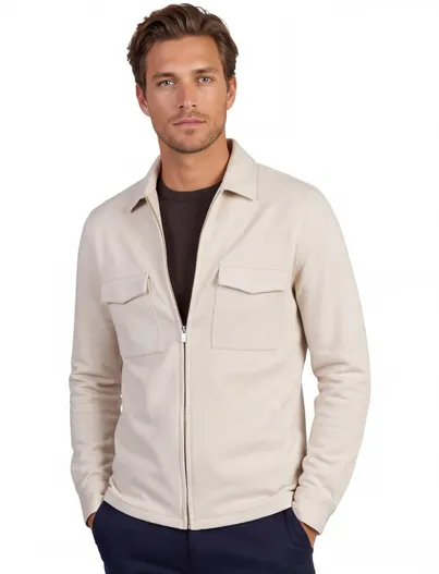 Gentiluomo Overshirt Gentiluomo beige gestreept borstzak
