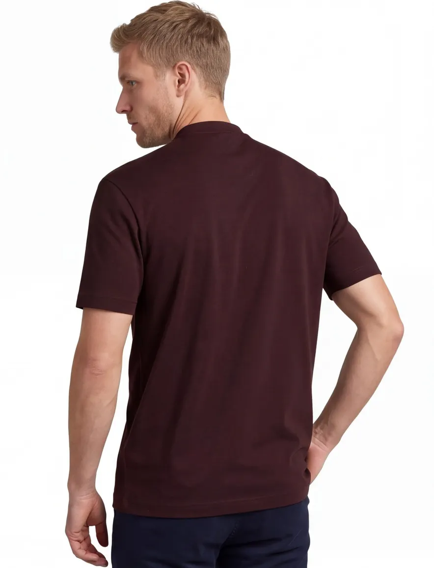 Genti T-shirt V-hals aubergine stretch