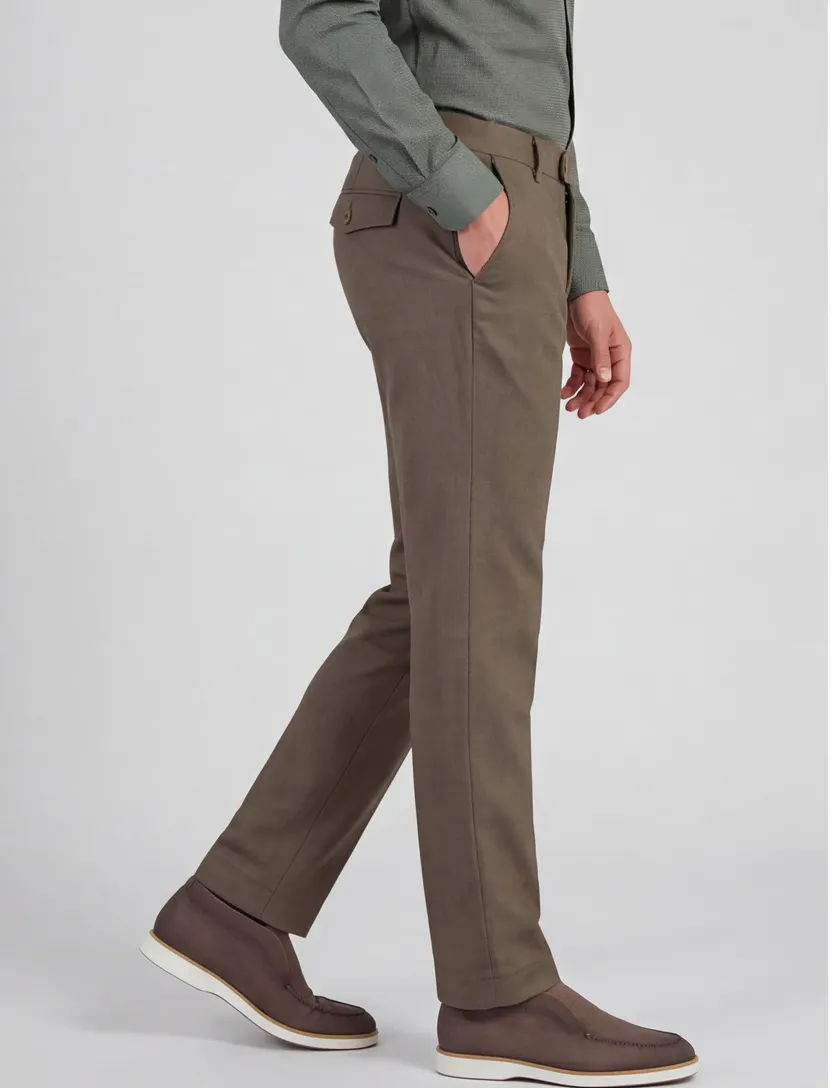 Broek Alberto LOU chino bruin gemeleerd regular fit