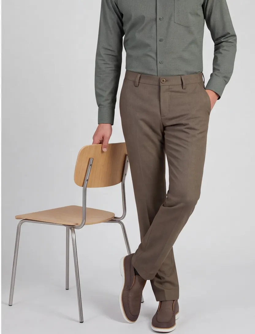 Broek Alberto LOU chino bruin gemeleerd regular fit