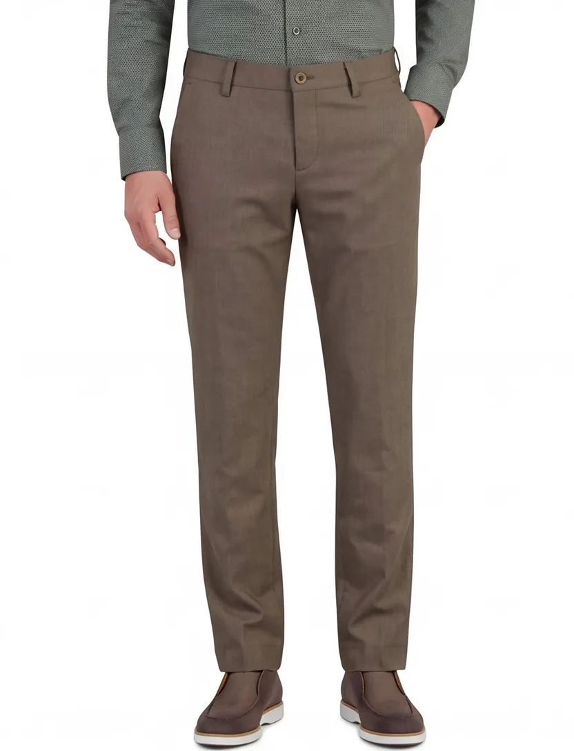 Broek Alberto LOU chino bruin gemeleerd regular fit