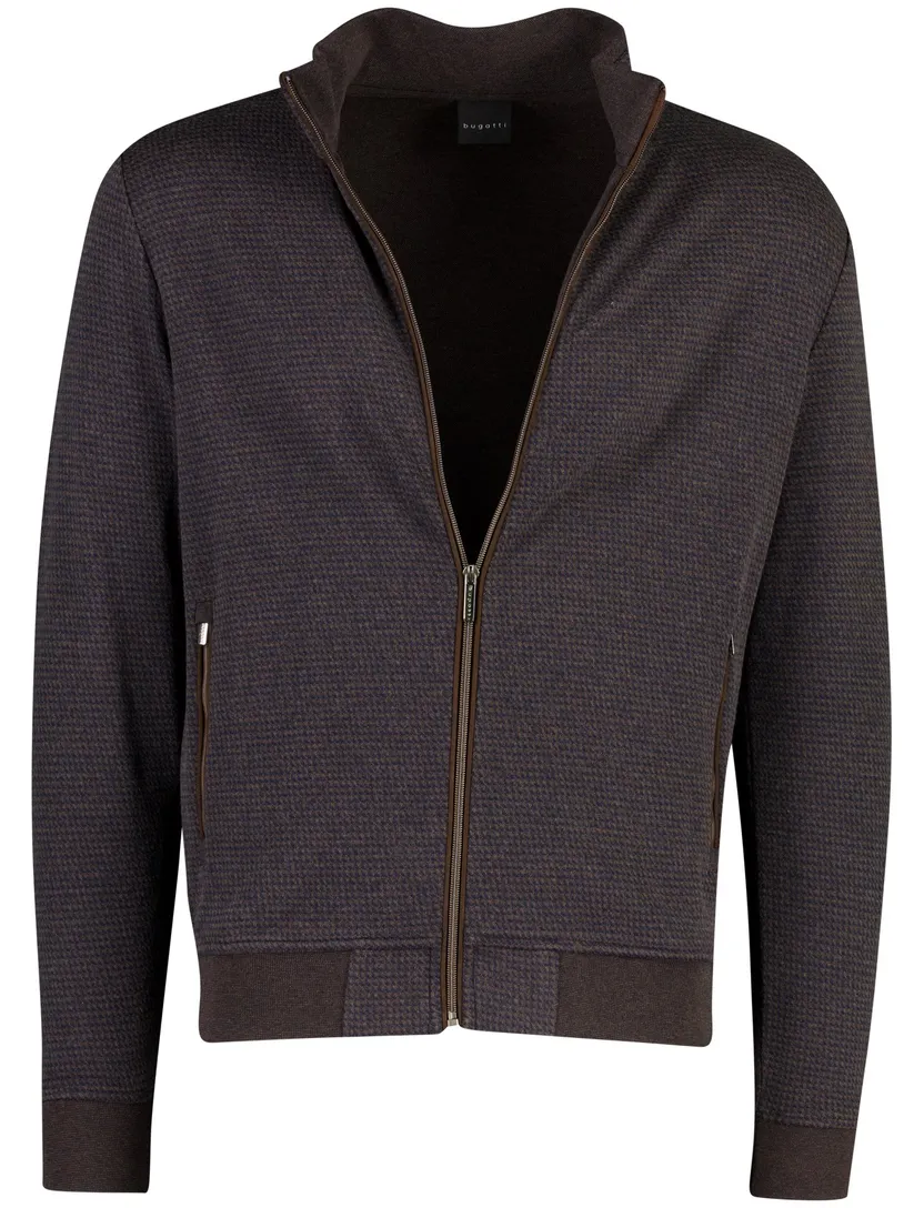 Vest Bugatti donkerblauw blauw bruin gepint