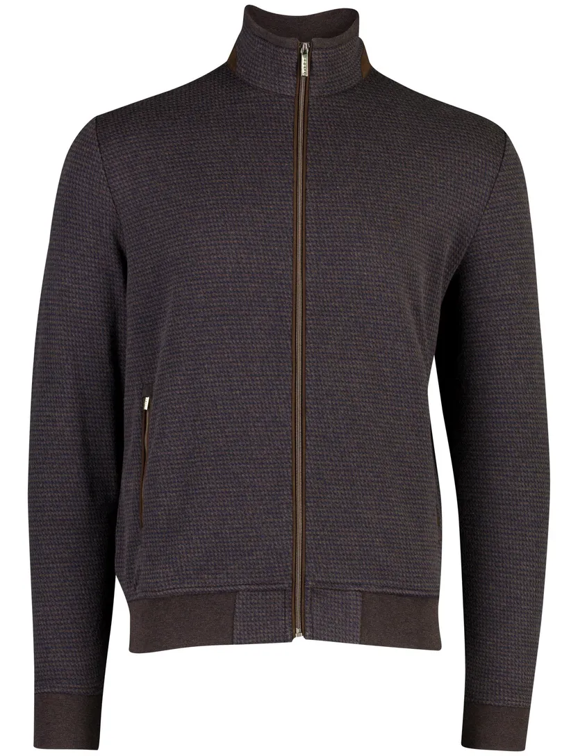 Vest Bugatti donkerblauw blauw bruin gepint