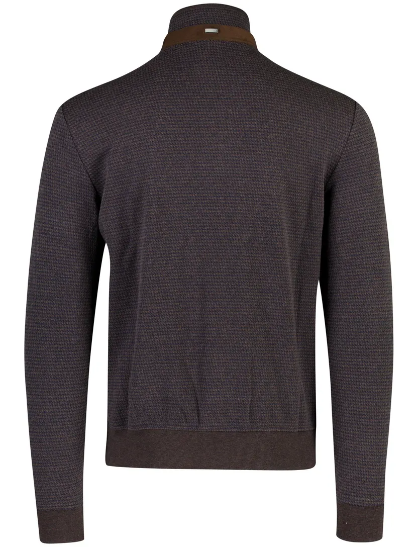 Vest Bugatti donkerblauw blauw bruin gepint