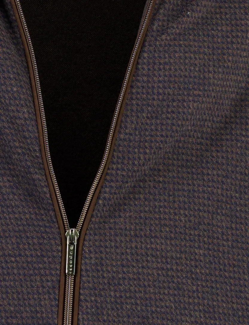 Vest Bugatti donkerblauw blauw bruin gepint