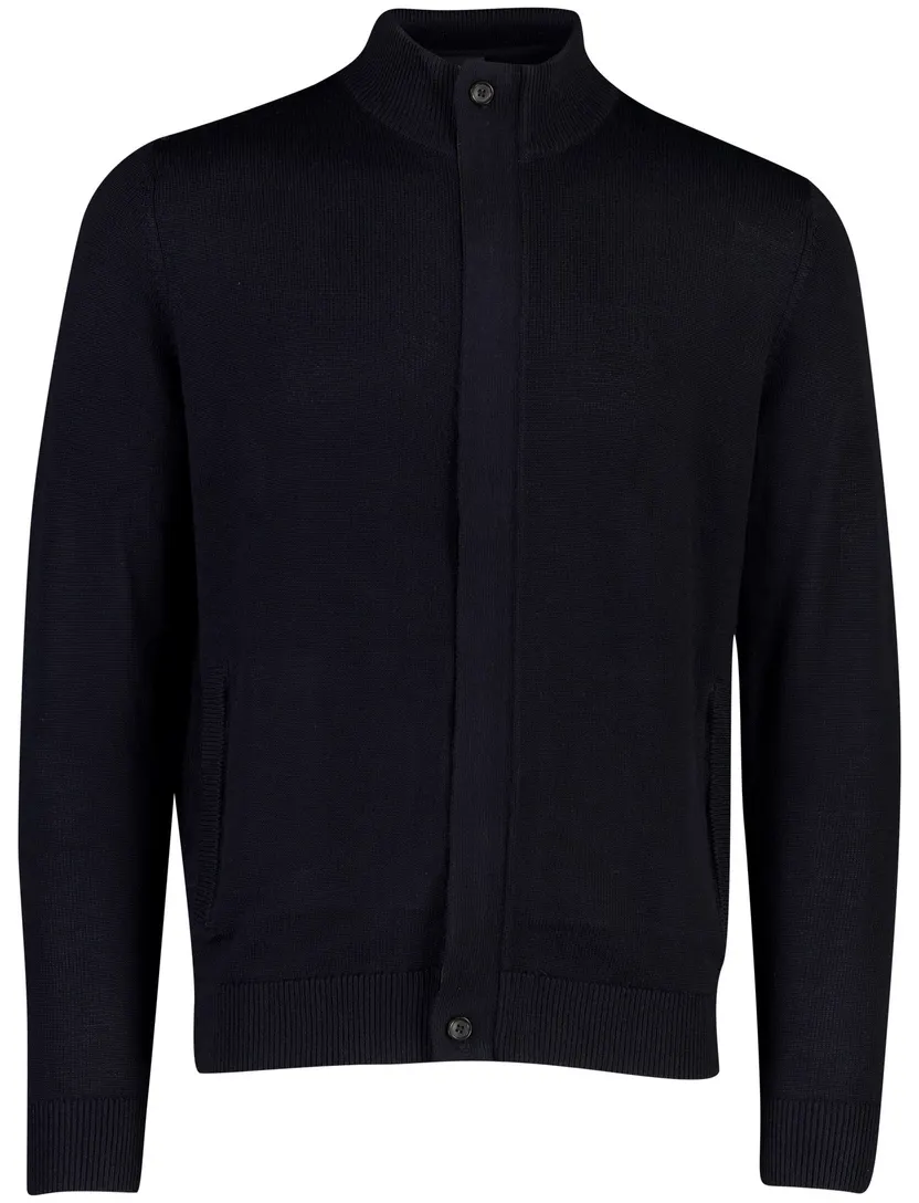 Vest Bugatti donkerblauw wol hoge hals