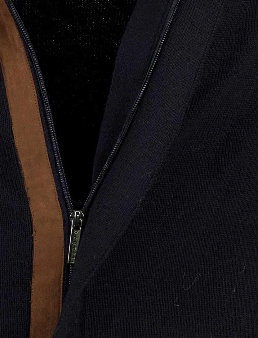Vest Bugatti donkerblauw wol hoge hals