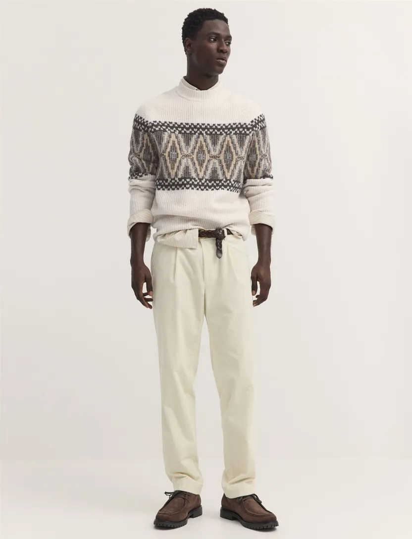 Bugatti turtleneck wit grof gebreid