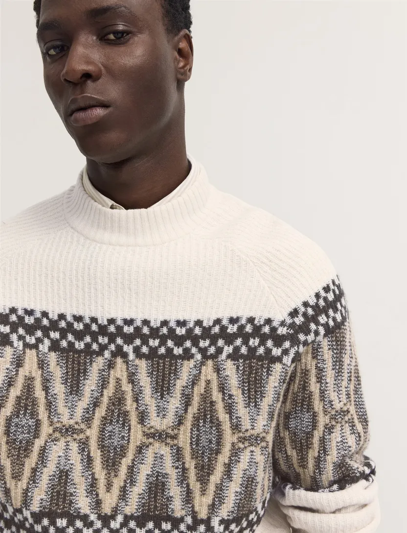 Bugatti turtleneck wit grof gebreid
